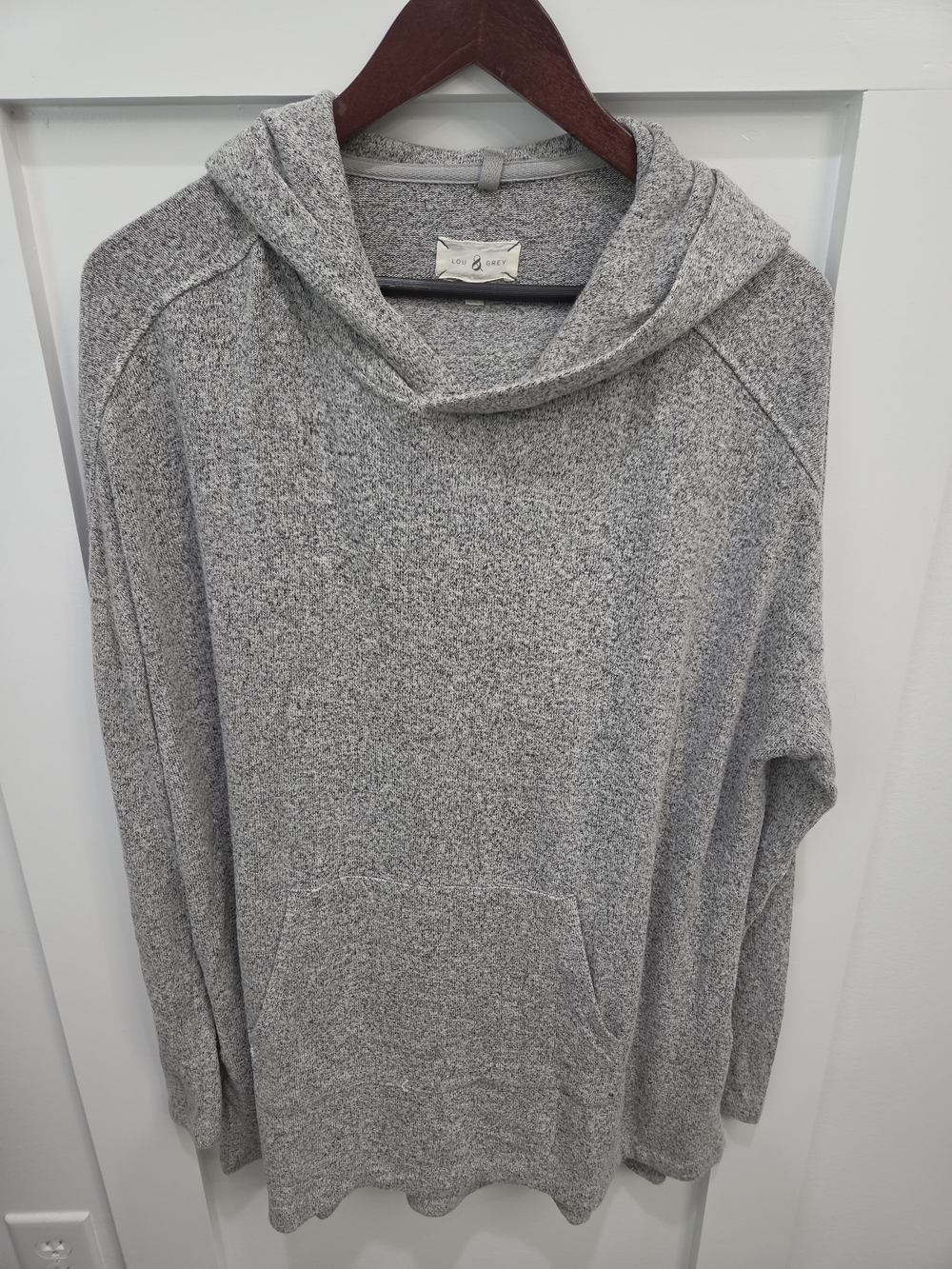 Lou & Grey Heather Gray Hooded Cowl Sweater